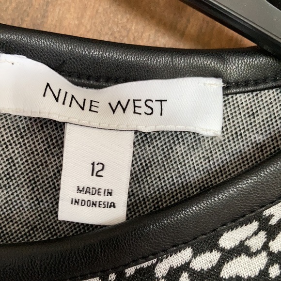 Nine West dress faux leather neckline abstract animal print like 12 - Picture 14 of 16
